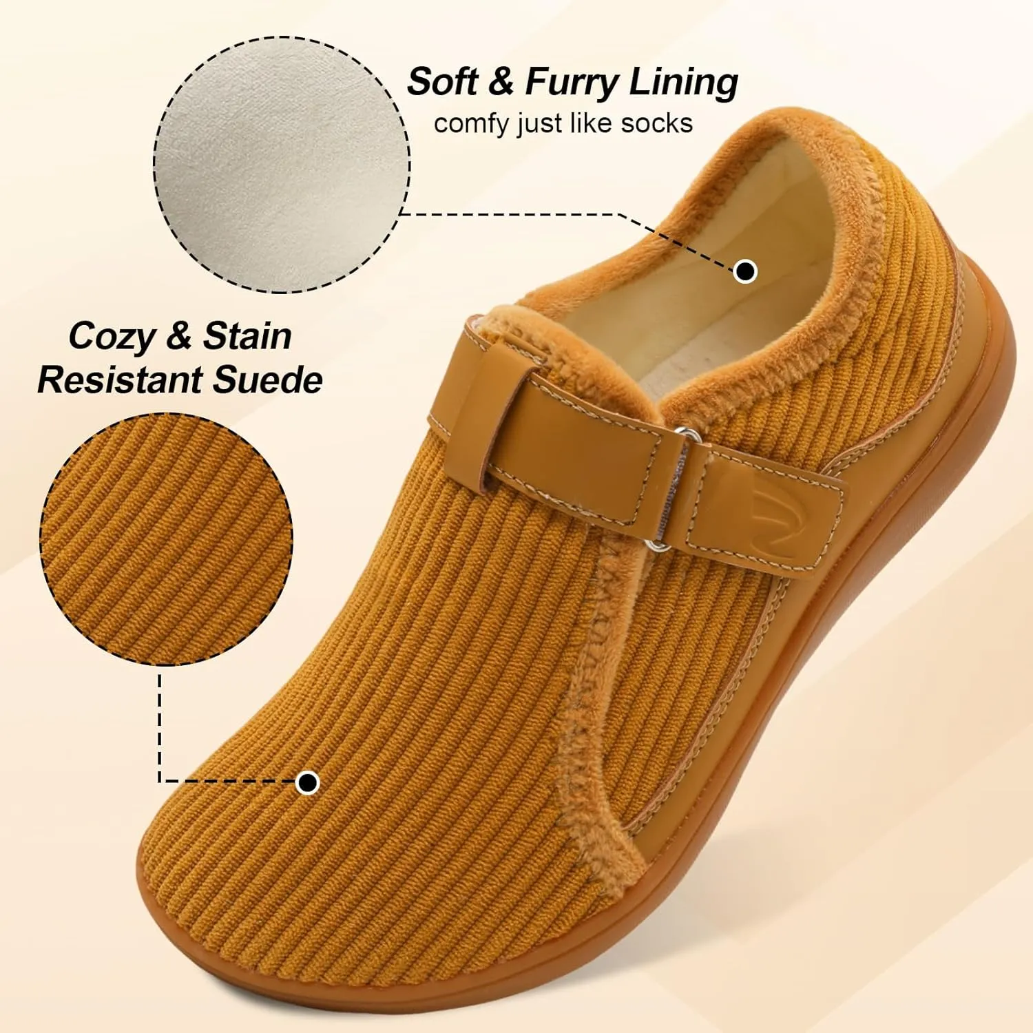 Spesoul Wide Womens Slippers Adjustable House Shoes Indoor Outdoor Barefoot Slippers Cozy Walking Shoe Swollen Edema Diabetic Shoes