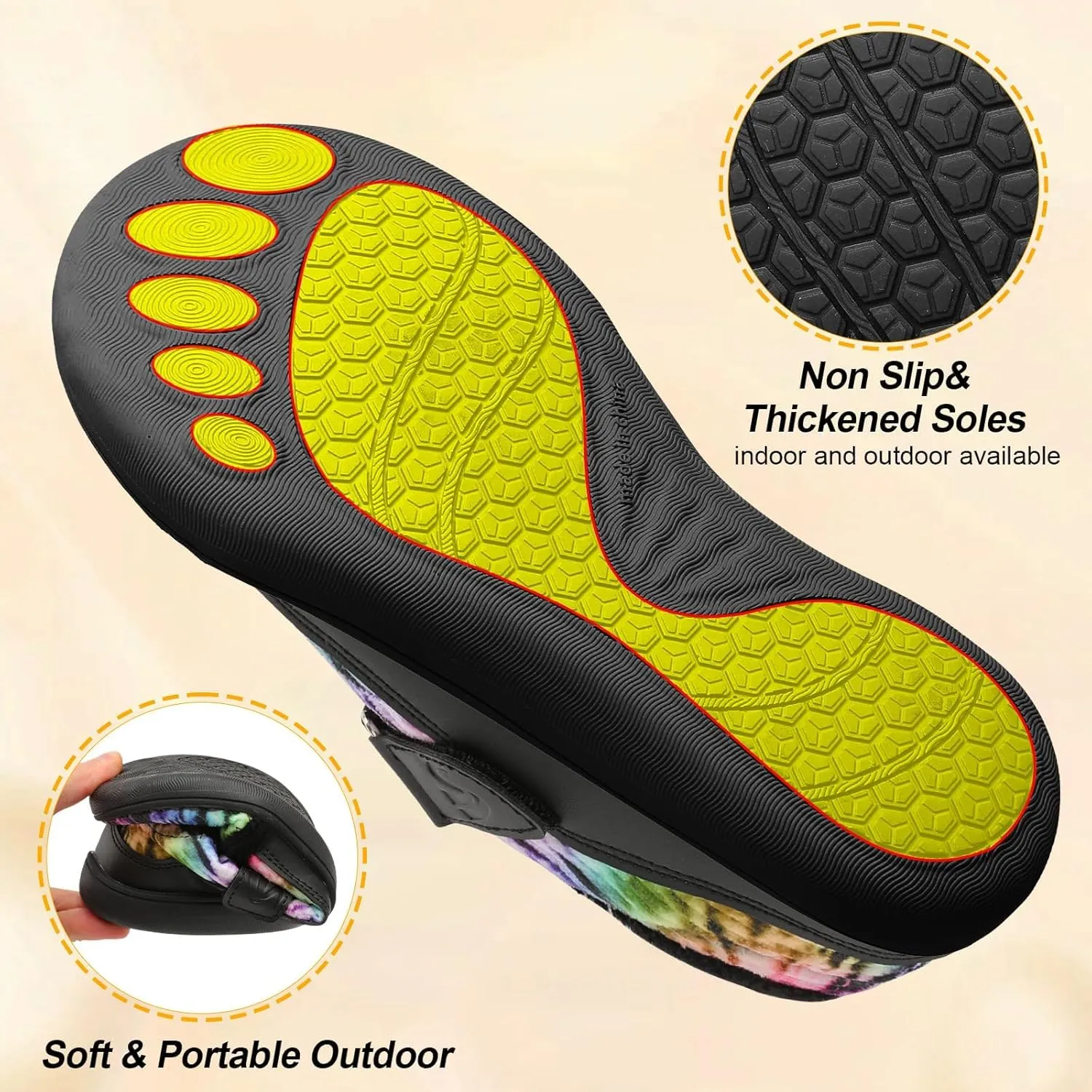 Spesoul Wide Womens Slippers Adjustable House Shoes Indoor Outdoor Barefoot Slippers Cozy Walking Shoe Swollen Edema Diabetic Shoes