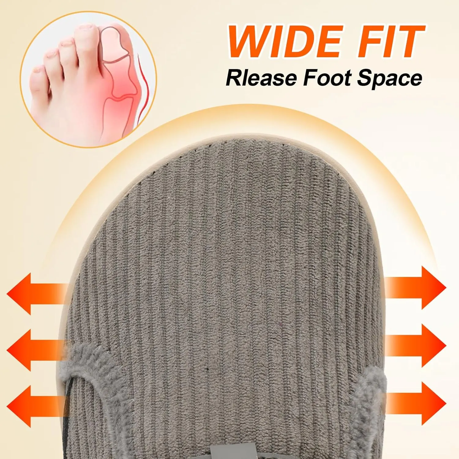 Spesoul Wide Womens Slippers Adjustable House Shoes Indoor Outdoor Barefoot Slippers Cozy Walking Shoe Swollen Edema Diabetic Shoes