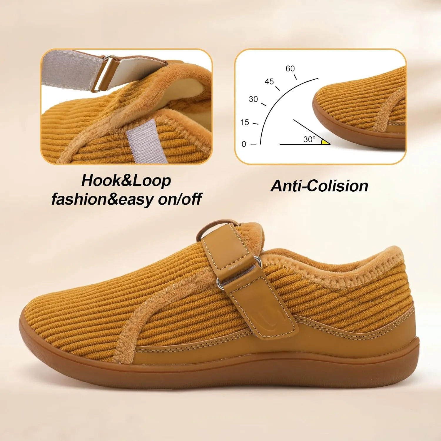 Spesoul Wide Womens Slippers Adjustable House Shoes Indoor Outdoor Barefoot Slippers Cozy Walking Shoe Swollen Edema Diabetic Shoes