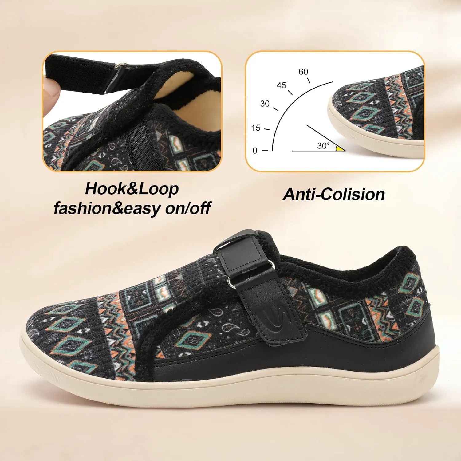 Spesoul Wide Womens Slippers Adjustable House Shoes Indoor Outdoor Barefoot Slippers Cozy Walking Shoe Swollen Edema Diabetic Shoes
