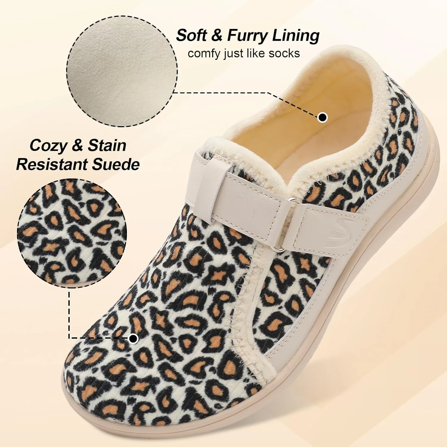 Spesoul Wide Womens Slippers Adjustable House Shoes Indoor Outdoor Barefoot Slippers Cozy Walking Shoe Swollen Edema Diabetic Shoes