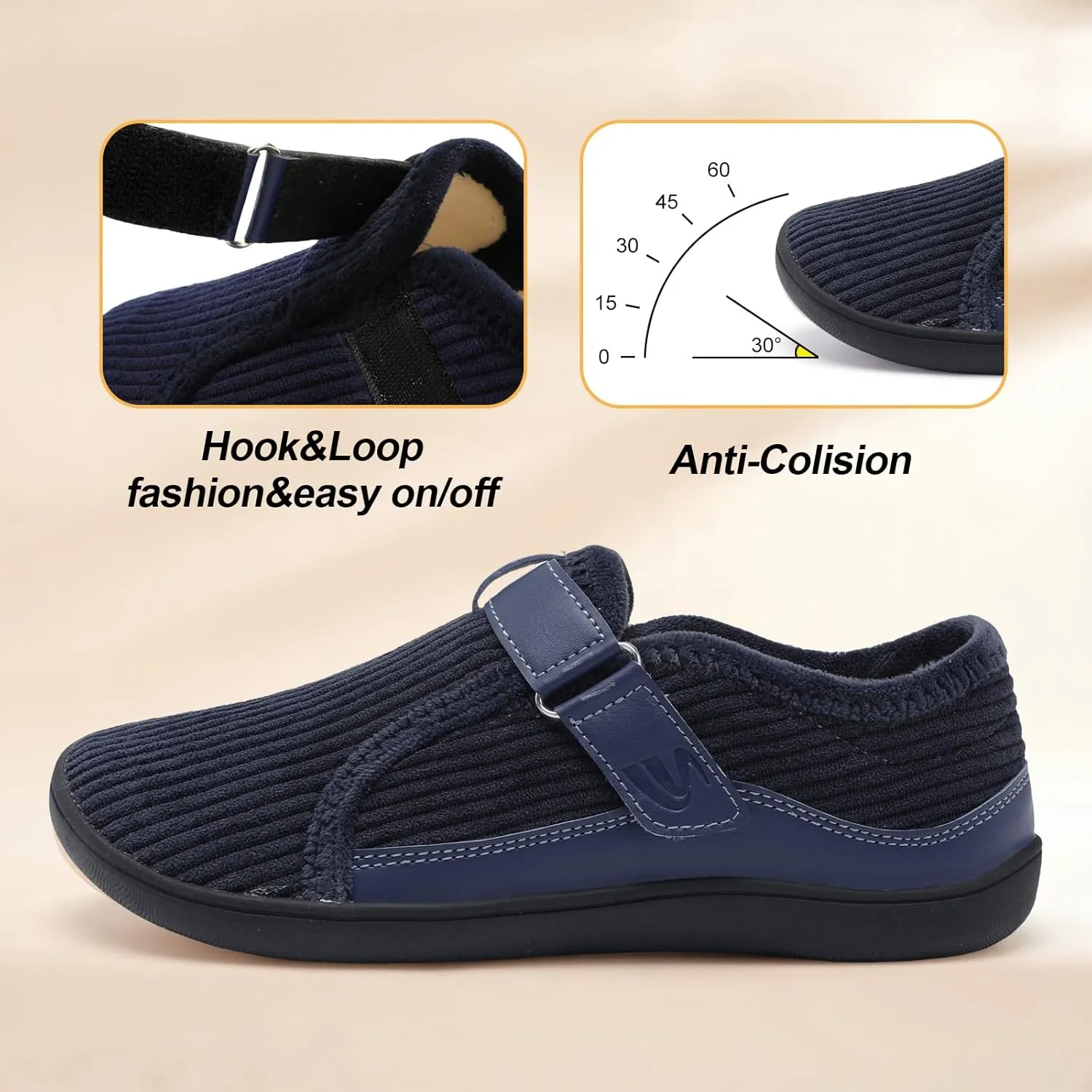 Spesoul Wide Womens Slippers Adjustable House Shoes Indoor Outdoor Barefoot Slippers Cozy Walking Shoe Swollen Edema Diabetic Shoes