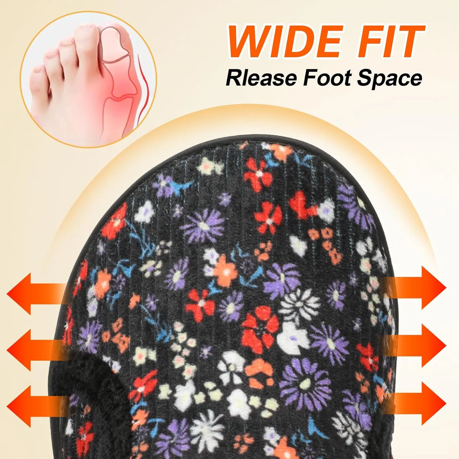 Spesoul Wide Womens Slippers Adjustable House Shoes Indoor Outdoor Barefoot Slippers Cozy Walking Shoe Swollen Edema Diabetic Shoes