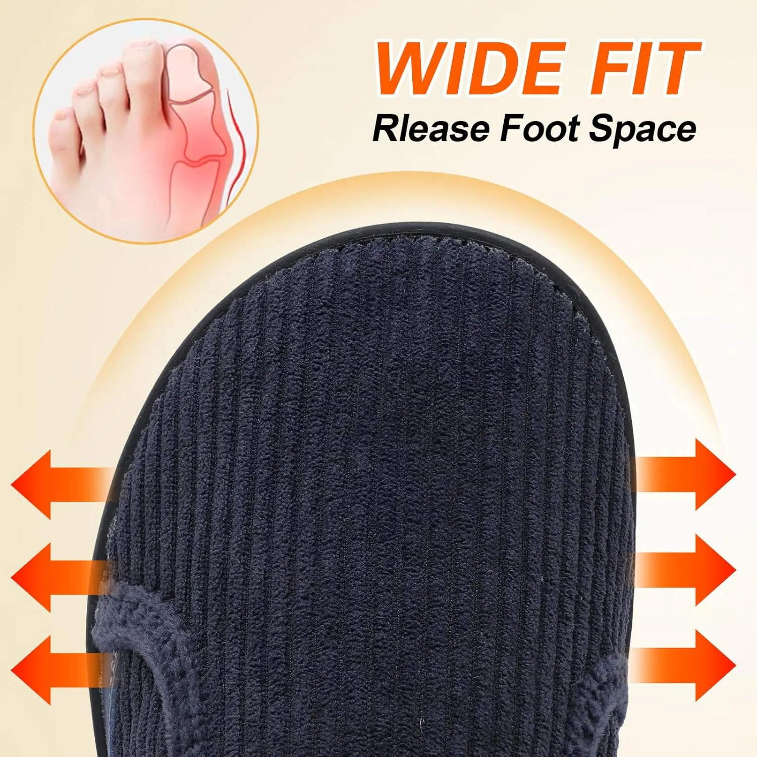 Spesoul Wide Womens Slippers Adjustable House Shoes Indoor Outdoor Barefoot Slippers Cozy Walking Shoe Swollen Edema Diabetic Shoes