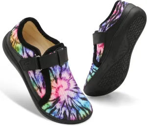 Spesoul Wide Womens Slippers Adjustable House Shoes Indoor Outdoor Barefoot Slippers Cozy Walking Shoe Swollen Edema Diabetic Shoes