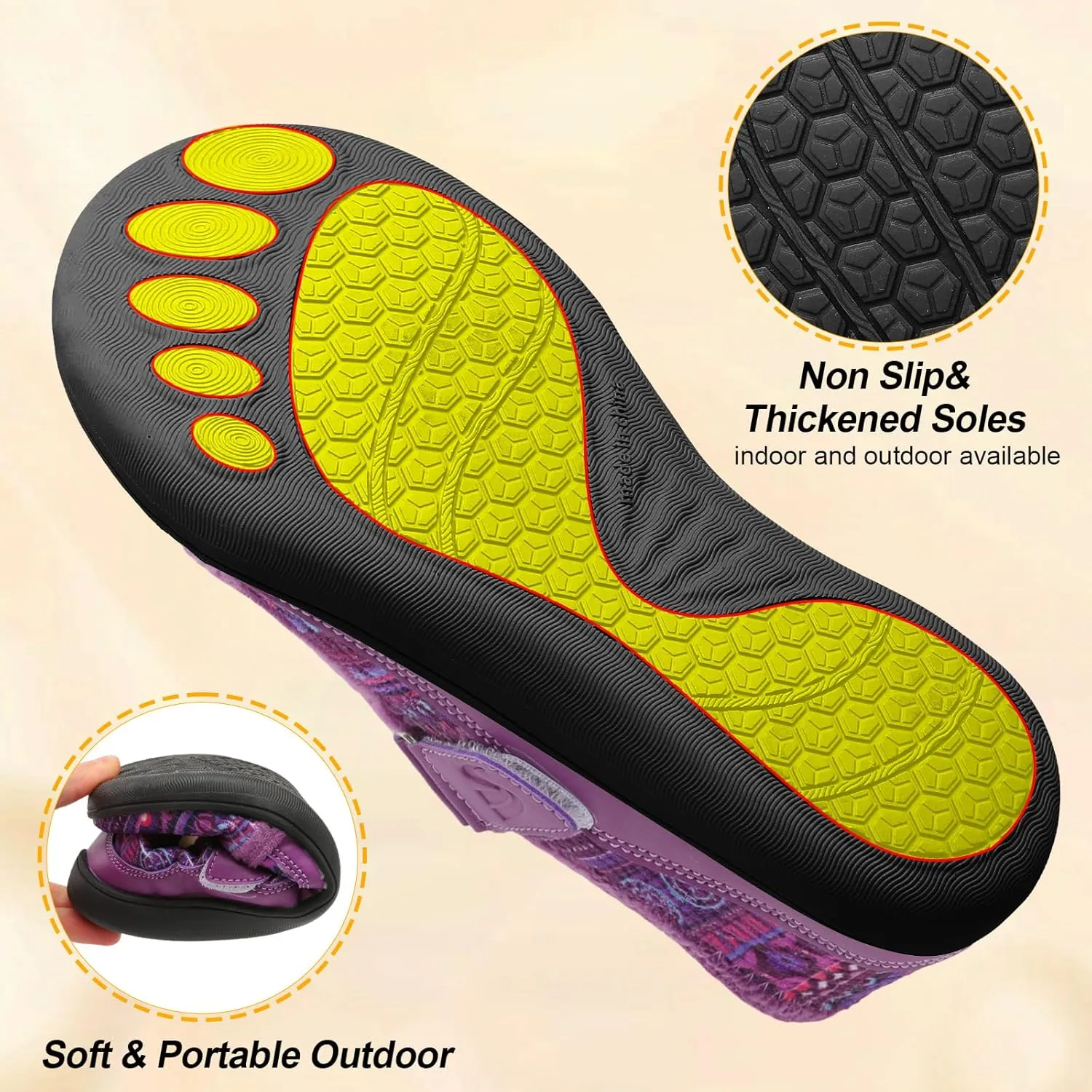 Spesoul Wide Womens Slippers Adjustable House Shoes Indoor Outdoor Barefoot Slippers Cozy Walking Shoe Swollen Edema Diabetic Shoes