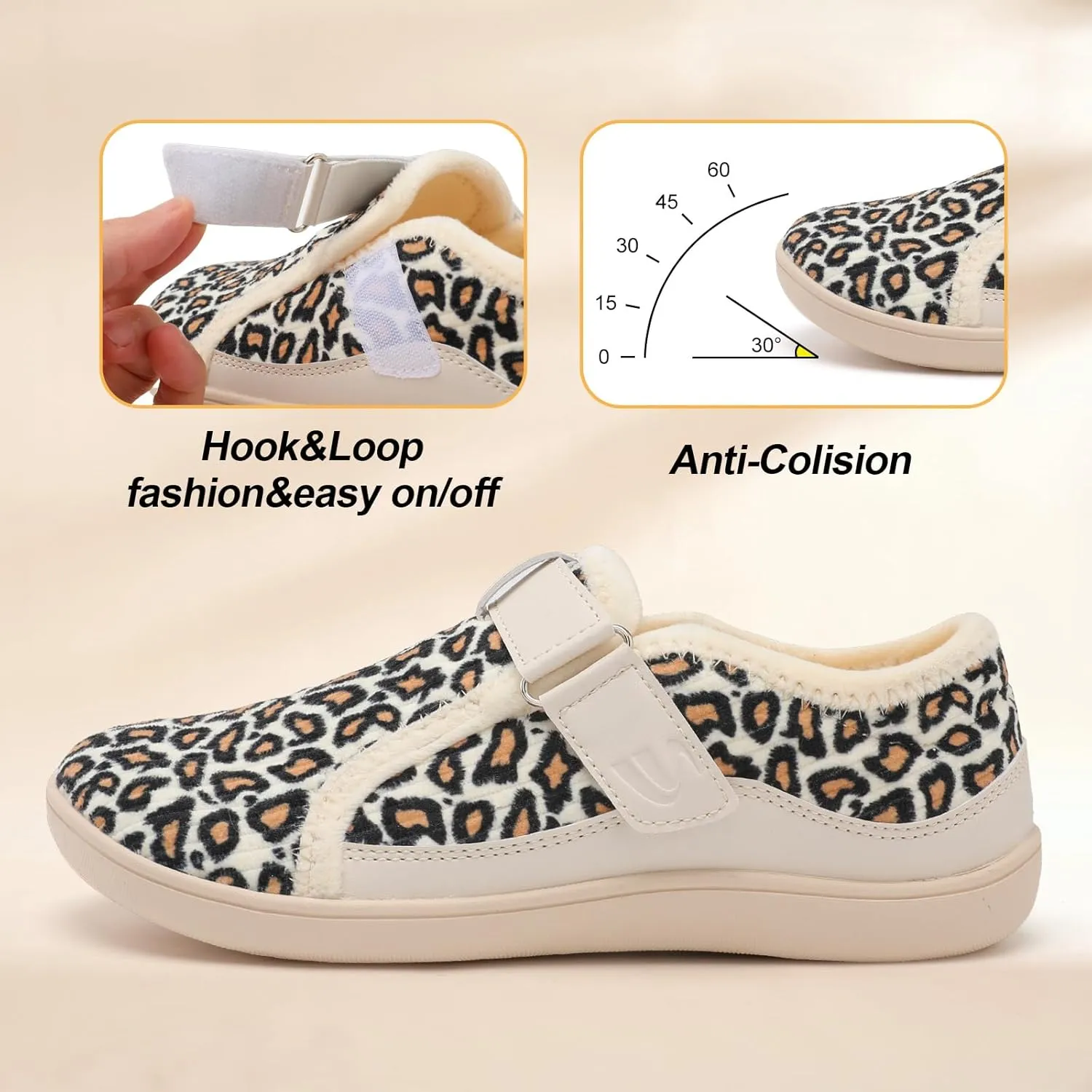 Spesoul Wide Womens Slippers Adjustable House Shoes Indoor Outdoor Barefoot Slippers Cozy Walking Shoe Swollen Edema Diabetic Shoes