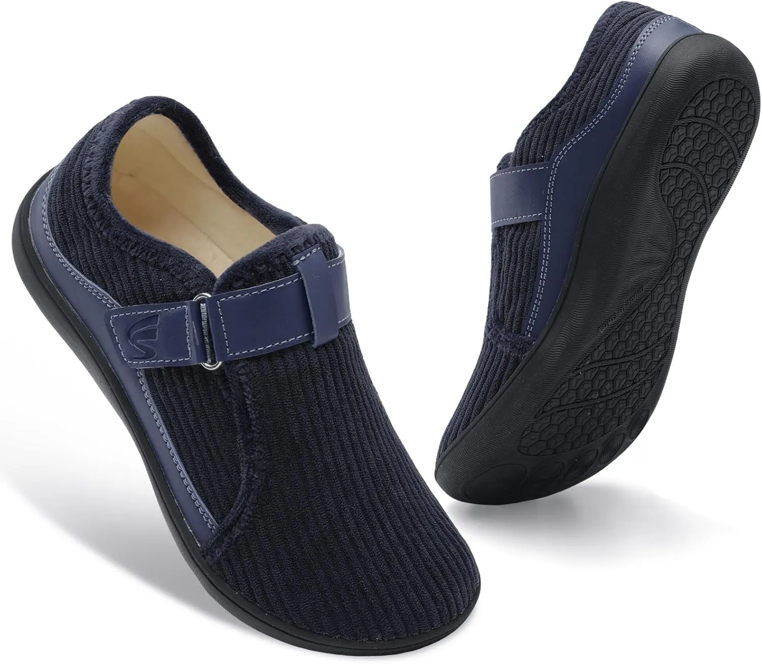 Spesoul Wide Womens Slippers Adjustable House Shoes Indoor Outdoor Barefoot Slippers Cozy Walking Shoe Swollen Edema Diabetic Shoes