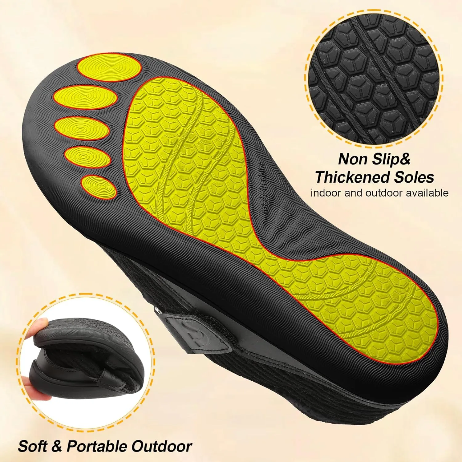 Spesoul Wide Womens Slippers Adjustable House Shoes Indoor Outdoor Barefoot Slippers Cozy Walking Shoe Swollen Edema Diabetic Shoes