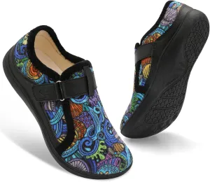 Spesoul Wide Womens Slippers Adjustable House Shoes Indoor Outdoor Barefoot Slippers Cozy Walking Shoe Swollen Edema Diabetic Shoes