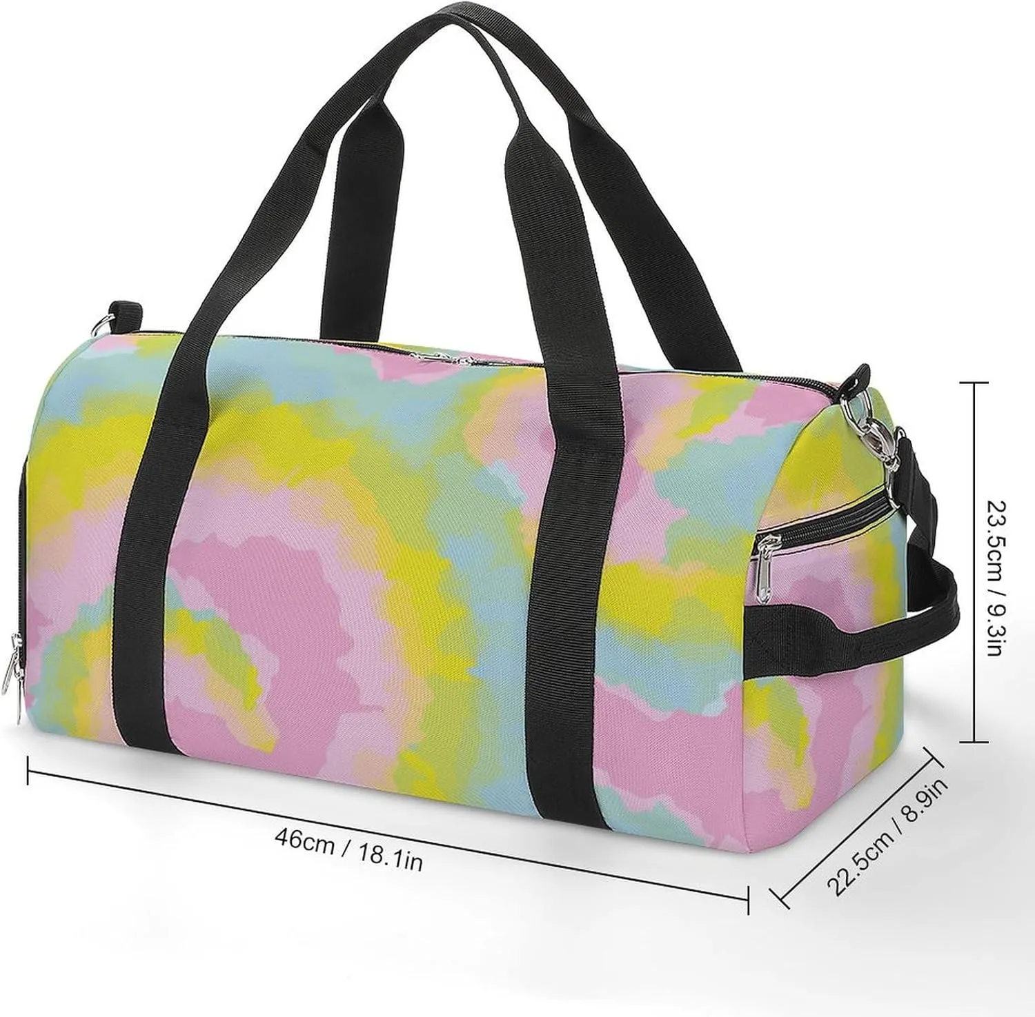 Spiral Swirly Tie Dye Fitness Large Gym Bag for Unisex with Shoe Compartment & Wet Pocket