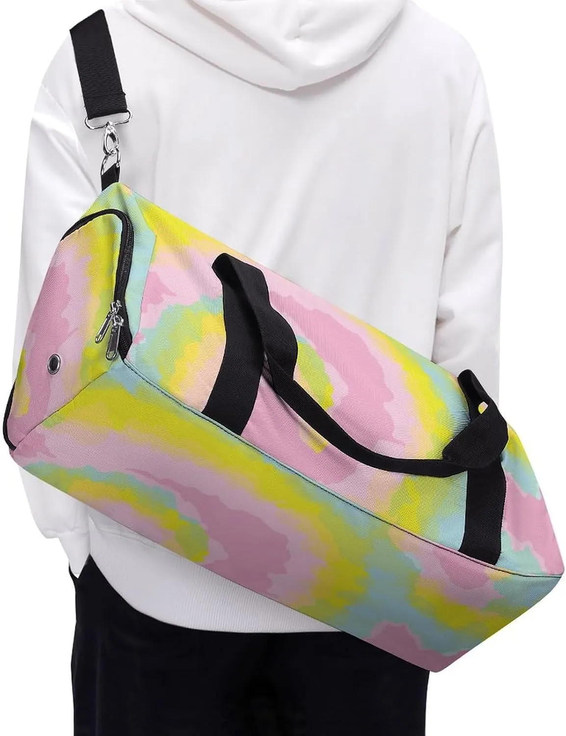 Spiral Swirly Tie Dye Fitness Large Gym Bag for Unisex with Shoe Compartment & Wet Pocket