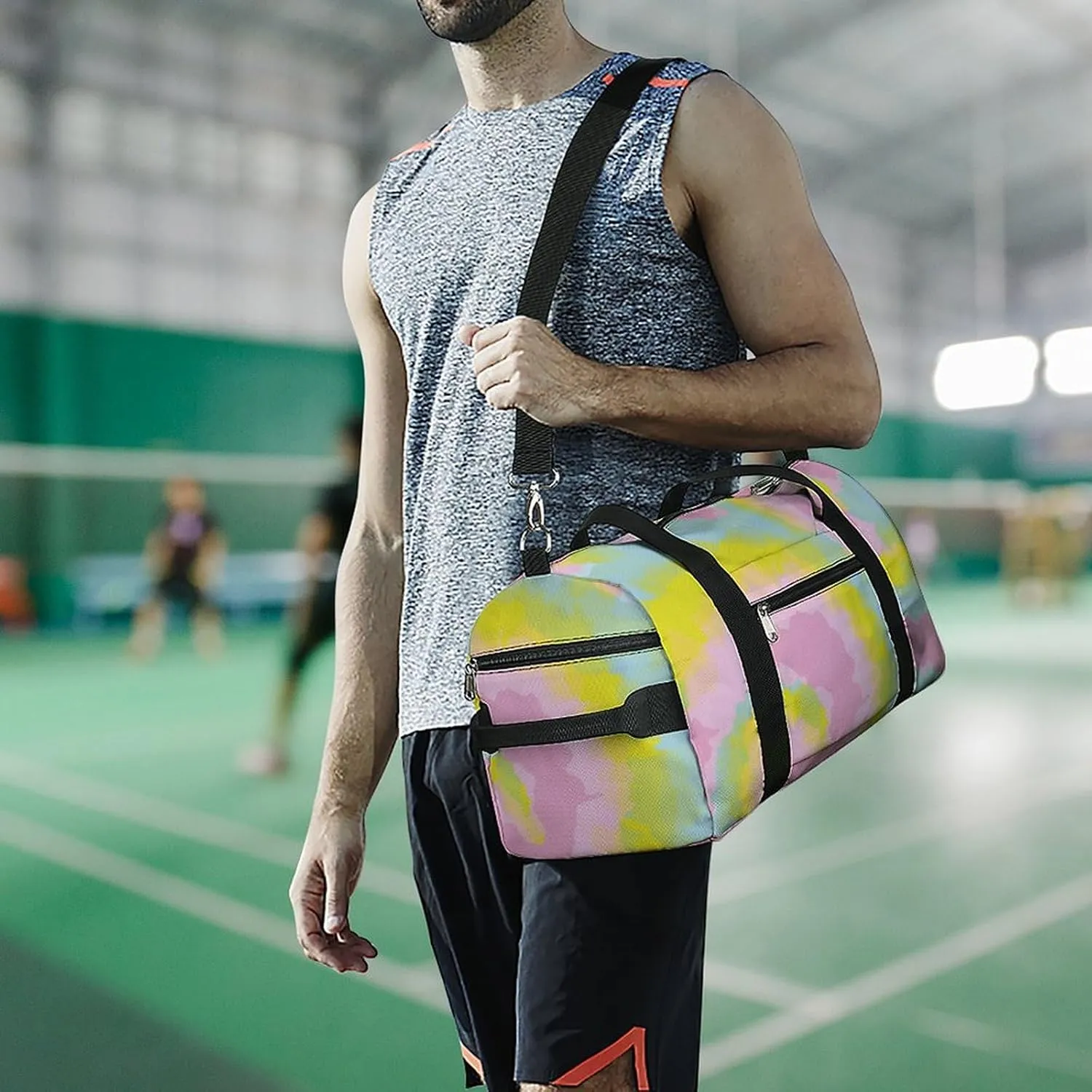 Spiral Swirly Tie Dye Fitness Large Gym Bag for Unisex with Shoe Compartment & Wet Pocket