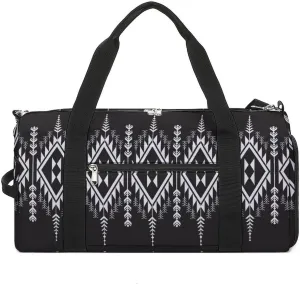 Sport Gym Duffel with Shoe Compartment Wet Pocket, Ethnic-ukrainian-pattern Shoulder Travel Bag for Women Men