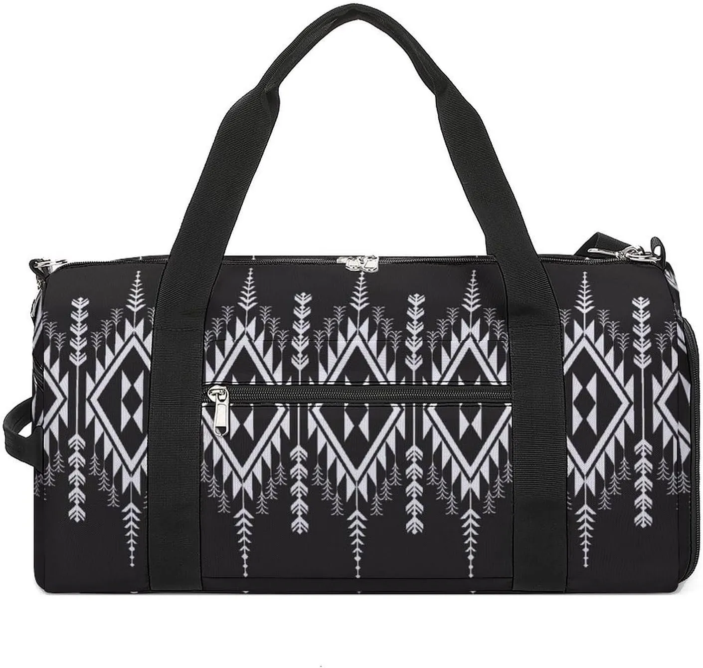 Sport Gym Duffel with Shoe Compartment Wet Pocket, Ethnic-ukrainian-pattern Shoulder Travel Bag for Women Men