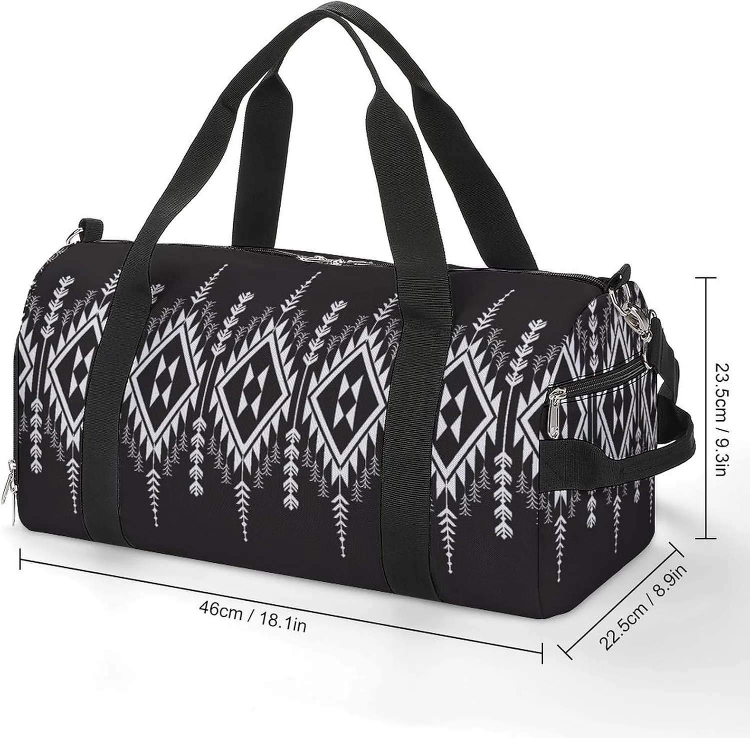 Sport Gym Duffel with Shoe Compartment Wet Pocket, Ethnic-ukrainian-pattern Shoulder Travel Bag for Women Men