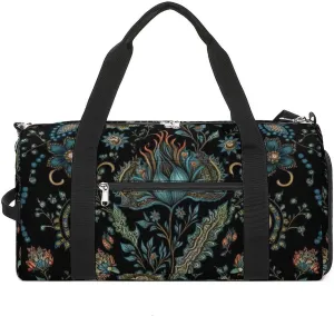 Sport Gym Duffel with Shoe Compartment Wet Pocket, Intricate-floral-style Shoulder Travel Bag for Women Men