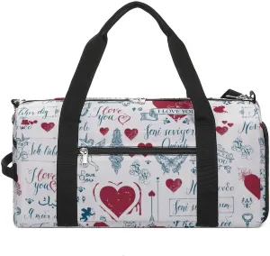 Sport Gym Duffel with Shoe Compartment Wet Pocket, Love-print Shoulder Travel Bag for Women Men, style-4