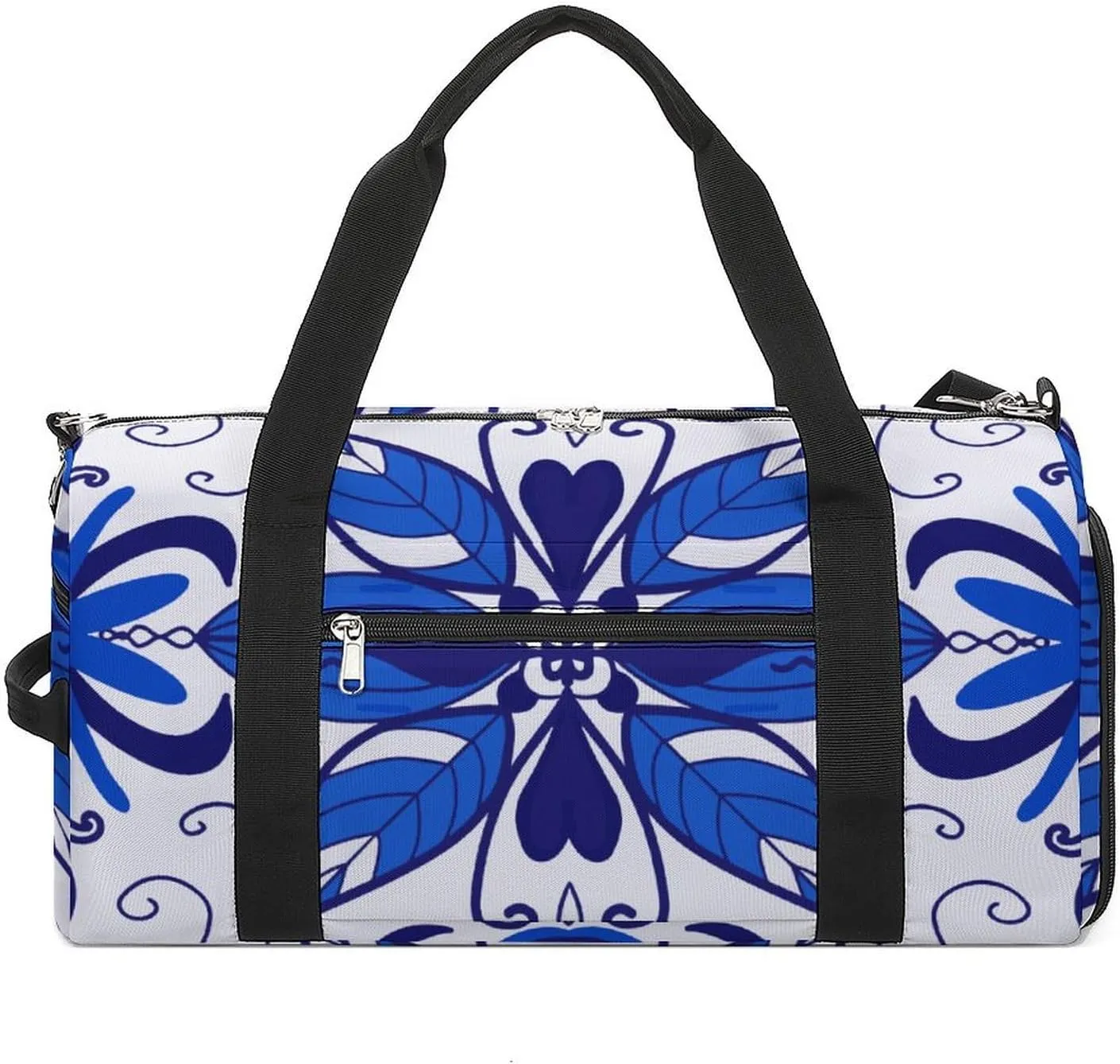 Sport Gym Duffel with Shoe Compartment Wet Pocket, Majolica-patterns2 Shoulder Travel Bag for Women Men, style-1