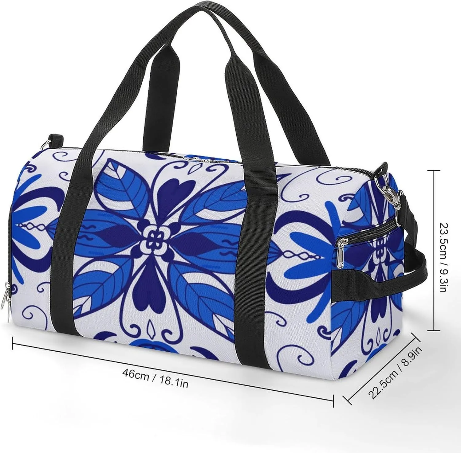 Sport Gym Duffel with Shoe Compartment Wet Pocket, Majolica-patterns2 Shoulder Travel Bag for Women Men, style-1