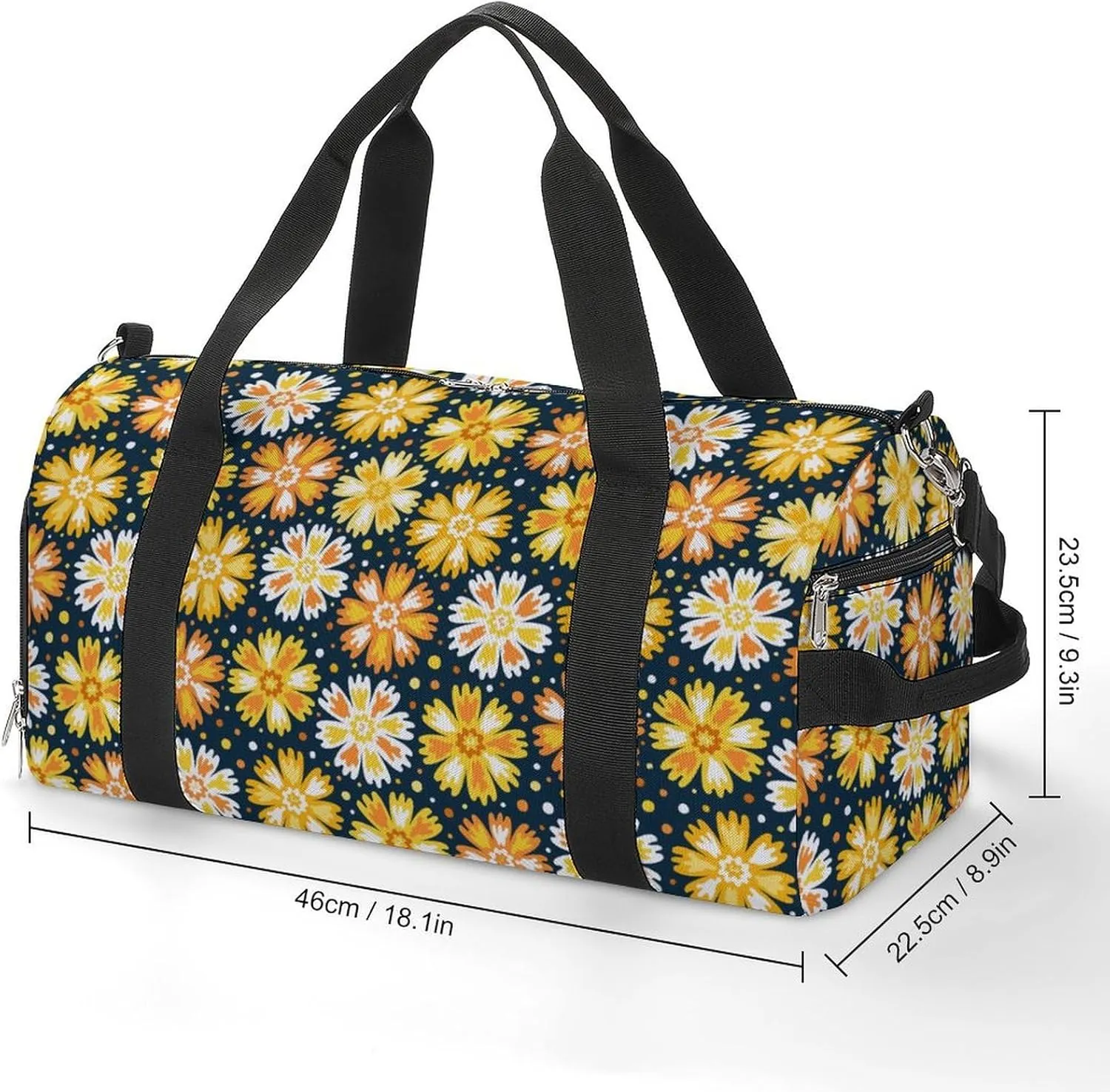 Sport Gym Duffel with Shoe Compartment Wet Pocket, Marigold-flower-pattern Shoulder Travel Bag for Women Men, style-2