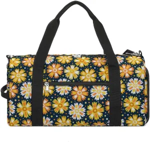 Sport Gym Duffel with Shoe Compartment Wet Pocket, Marigold-flower-pattern Shoulder Travel Bag for Women Men, style-2