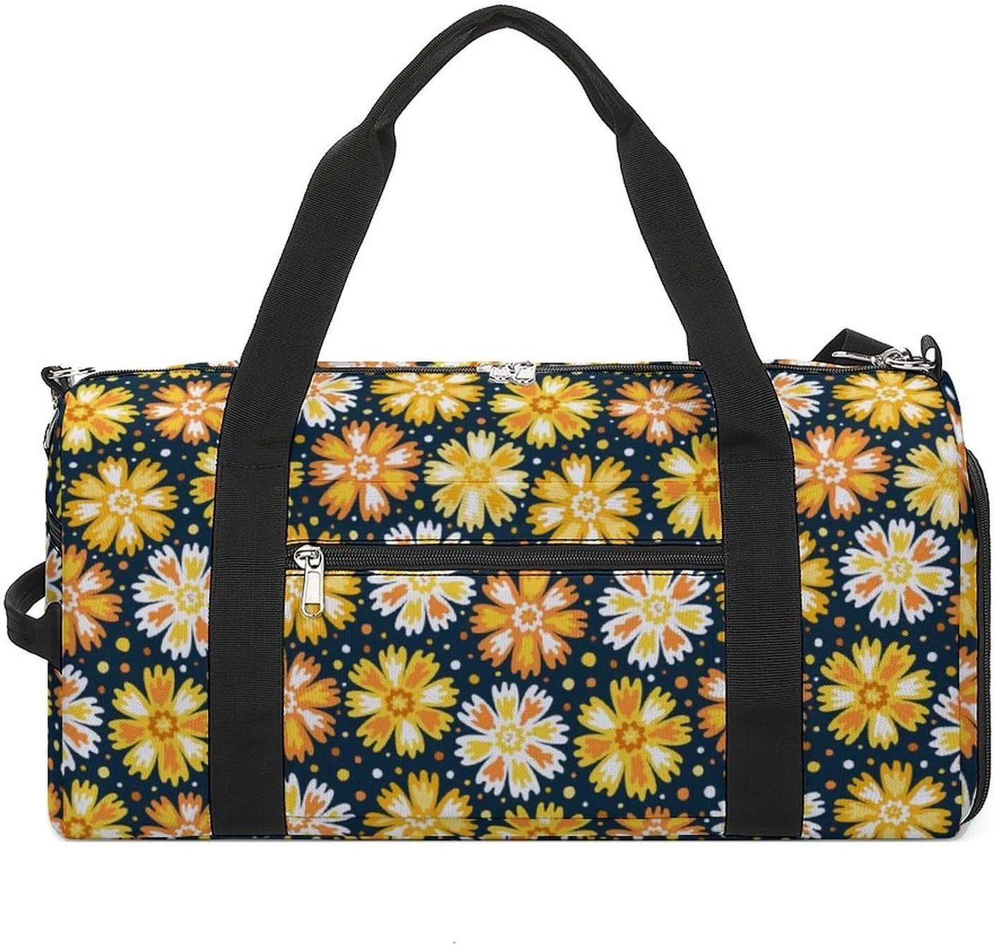 Sport Gym Duffel with Shoe Compartment Wet Pocket, Marigold-flower-pattern Shoulder Travel Bag for Women Men, style-2