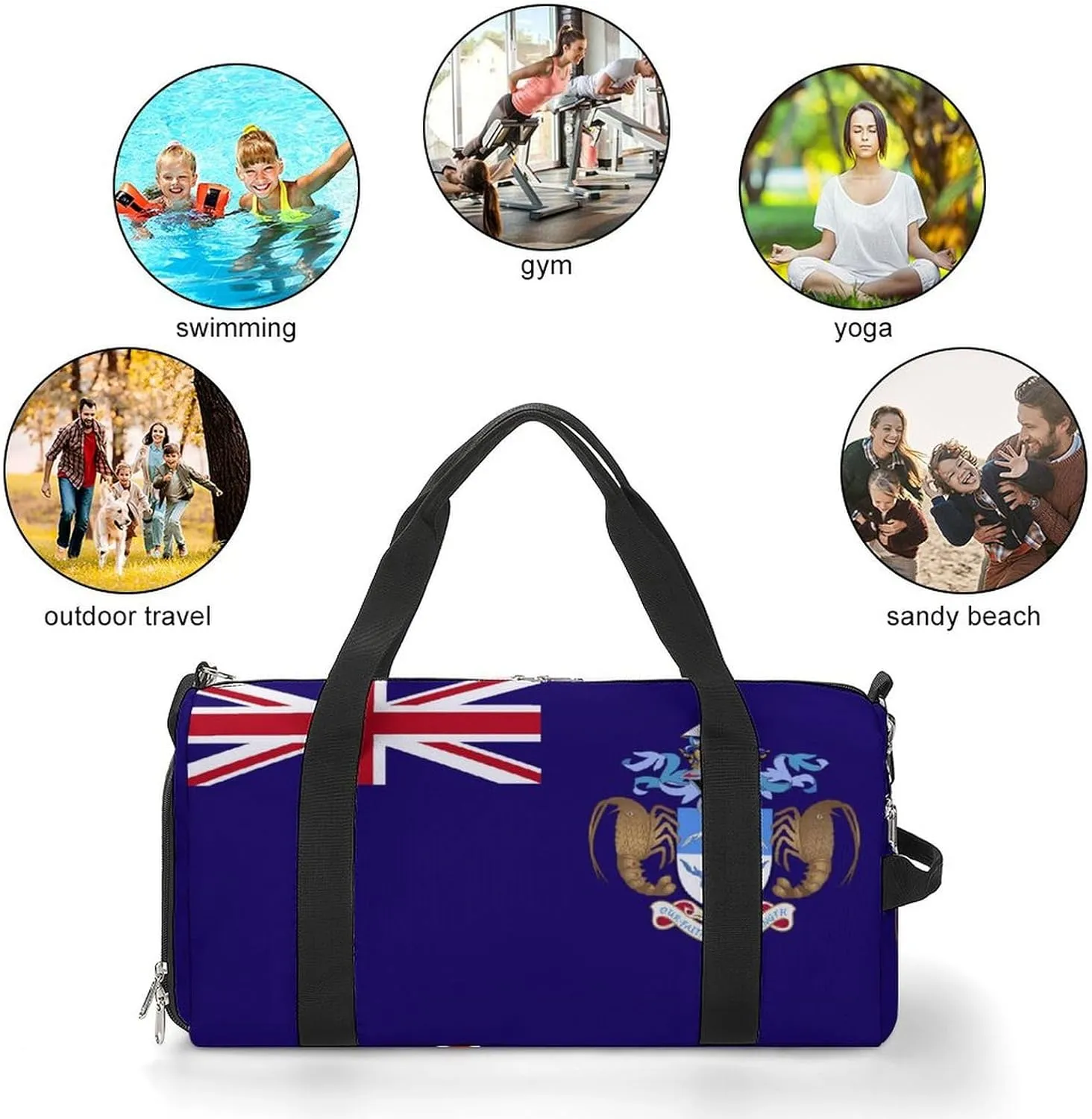 Sports Duffel Bag with Tristan Da Cunha Flag for Men Women Shoe Compartment Weekender