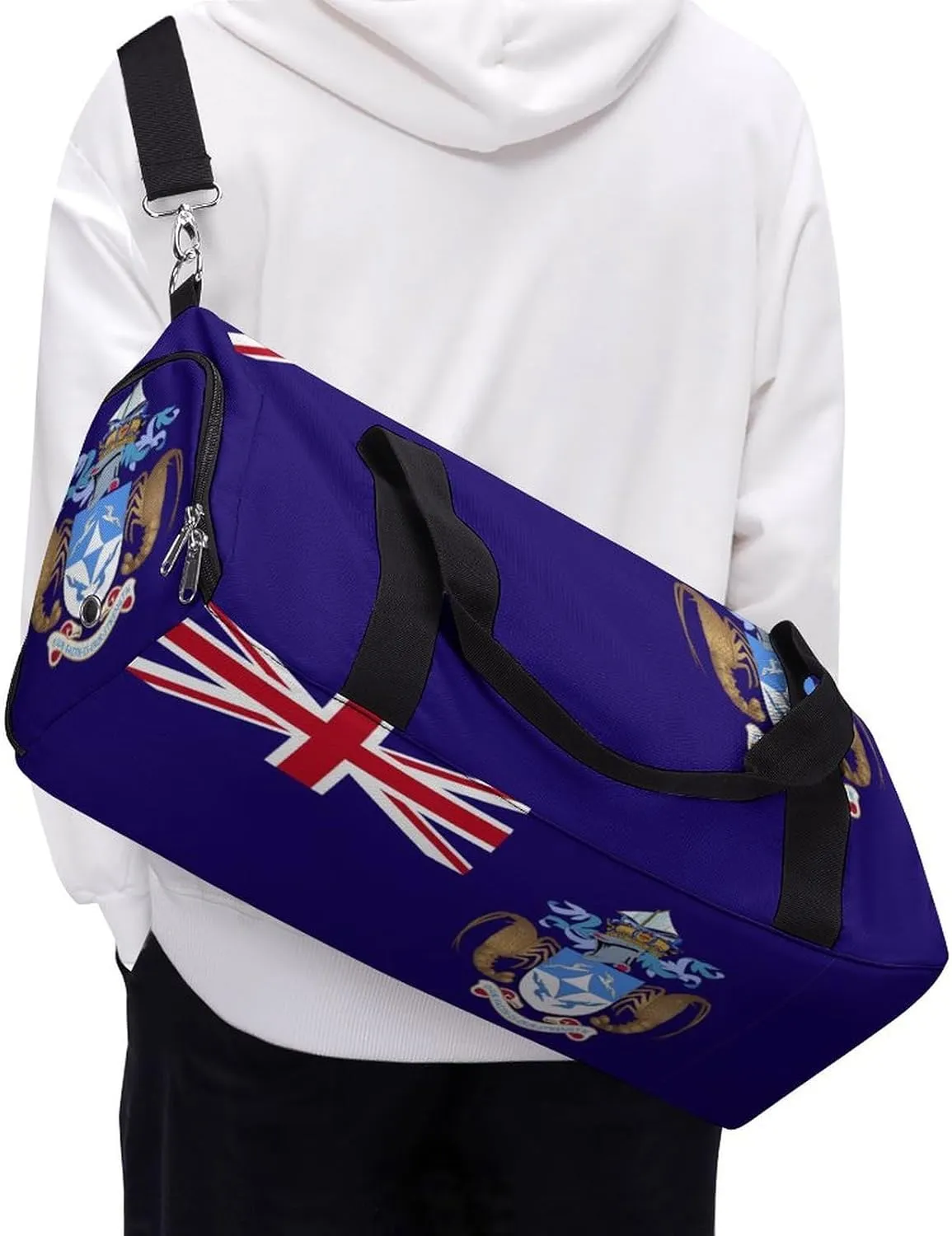 Sports Duffel Bag with Tristan Da Cunha Flag for Men Women Shoe Compartment Weekender