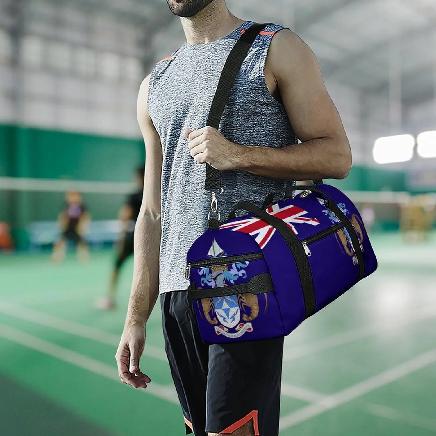 Sports Duffel Bag with Tristan Da Cunha Flag for Men Women Shoe Compartment Weekender