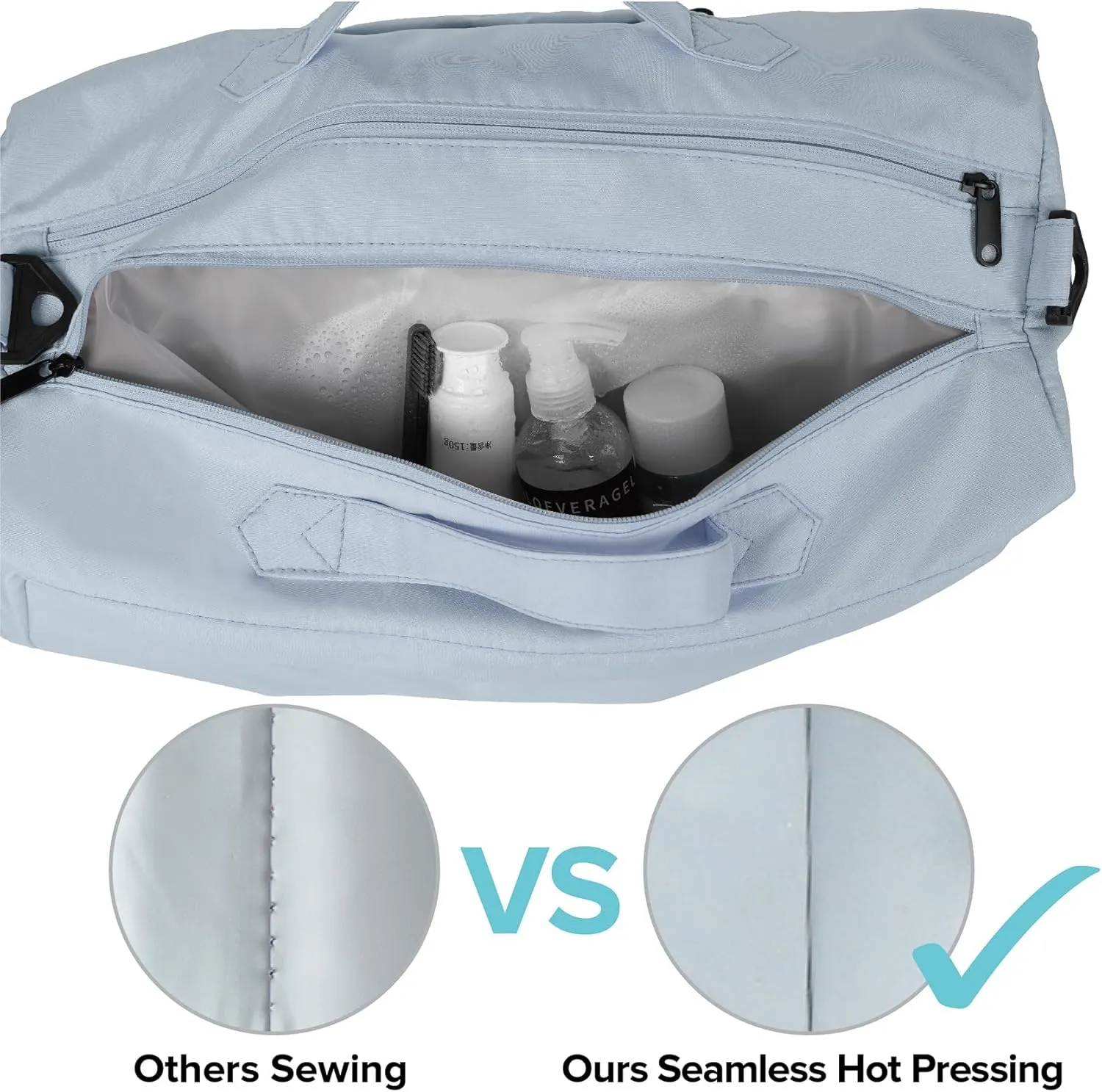 Sports fitness Gym Bag for Women, Yoga Swim Workout Travel Duffel Overnight Shoulder Bags with Shoe Compartment and Wet Pocket Ladies Weekend Carry on Luggage Dance College Blue
