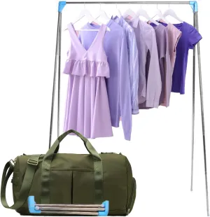 Sports Gym Bag Dance Bag Carry On Weekender Bag for Girls Teen Women, Waterproof Travel Duffle bag with Wet Pocket and Shoe Compartment (Bag   Enhanced Garment Rack, Army Green)