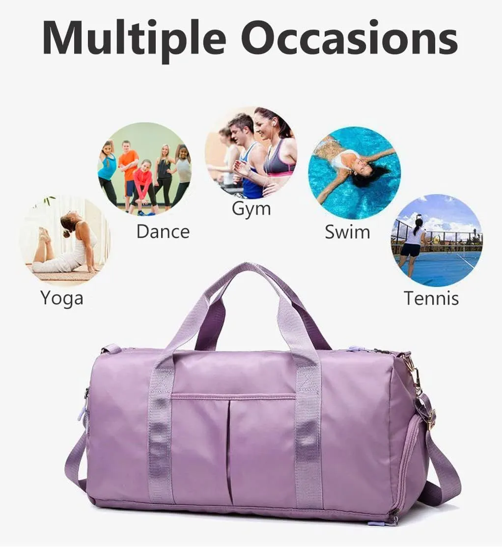 Sports Gym Bag Dance Bag Carry On Weekender Bag for Girls Teen Women, Waterproof Travel Duffle bag with Wet Pocket and Shoe Compartment (Bag   Enhanced Garment Rack, Army Green)