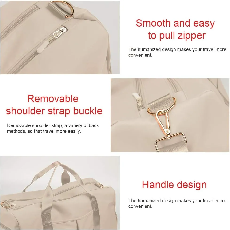 Sports Gym Bag With Shoe Bag Wet Bag Duffle Bag Waterproof Travel Bag for Women Cute Gym Bag Beige 29L