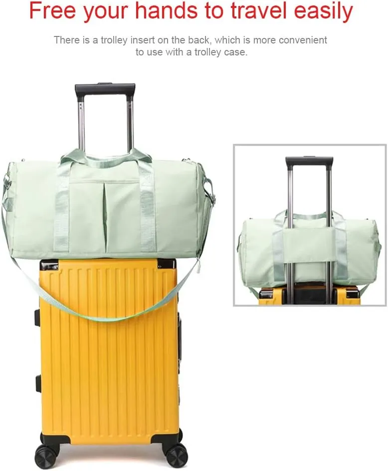 Sports Gym Bag With Shoe Bag Wet Bag Duffle Bag Waterproof Travel Bag for Women Men Cute Gym Bag Fruit Green 29L,Medium