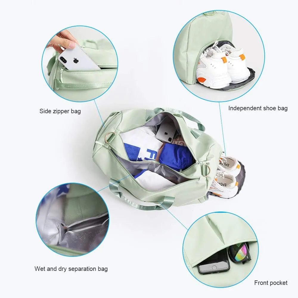 Sports Gym Bag With Shoe Bag Wet Bag Duffle Bag Waterproof Travel Bag for Women Men Cute Gym Bag Fruit Green 29L,Medium