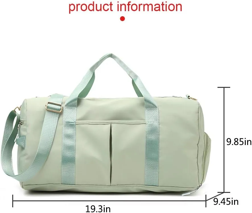 Sports Gym Bag With Shoe Bag Wet Bag Duffle Bag Waterproof Travel Bag for Women Men Cute Gym Bag Fruit Green 29L,Medium