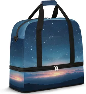Sports Gym Bag with Wet Pocket & Shoe Compartment Personal Item Travel Bag Tote Bag for Men Women Dawn Starry Sky Duffle Bag for Travel Sports Fitness & Workout