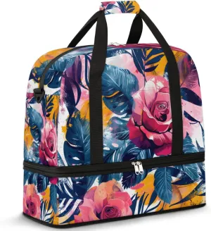 Sports Gym Bag with Wet Pocket & Shoe Compartment Personal Item Travel Bag Tote Bag for Men Women Mystical Roses Duffle Bag for Travel Sports Fitness & Workout