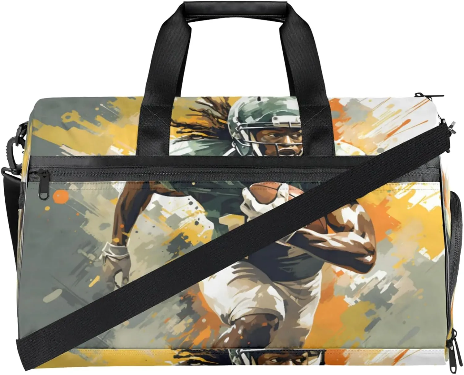 Sports Gym Bags for Men Women, 43L Medium Sports American Football Travel Duffel Bag for Men with Shoe Compartment,Carry on Bags for Airplanes Women