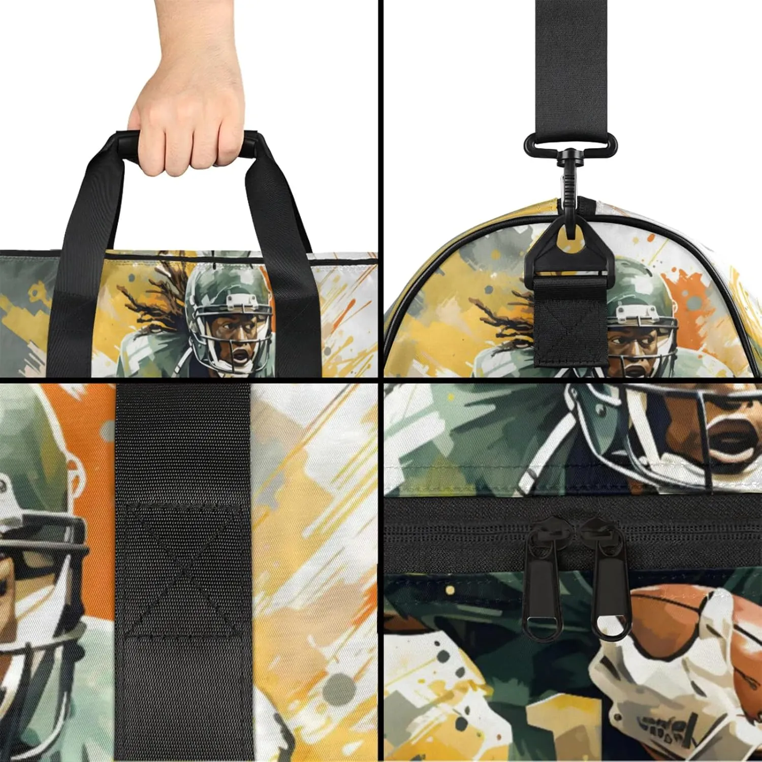 Sports Gym Bags for Men Women, 43L Medium Sports American Football Travel Duffel Bag for Men with Shoe Compartment,Carry on Bags for Airplanes Women