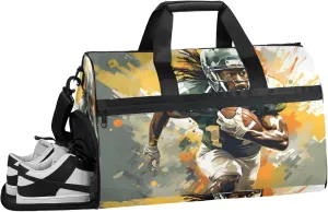 Sports Gym Bags for Men Women, 43L Medium Sports American Football Travel Duffel Bag for Men with Shoe Compartment,Carry on Bags for Airplanes Women