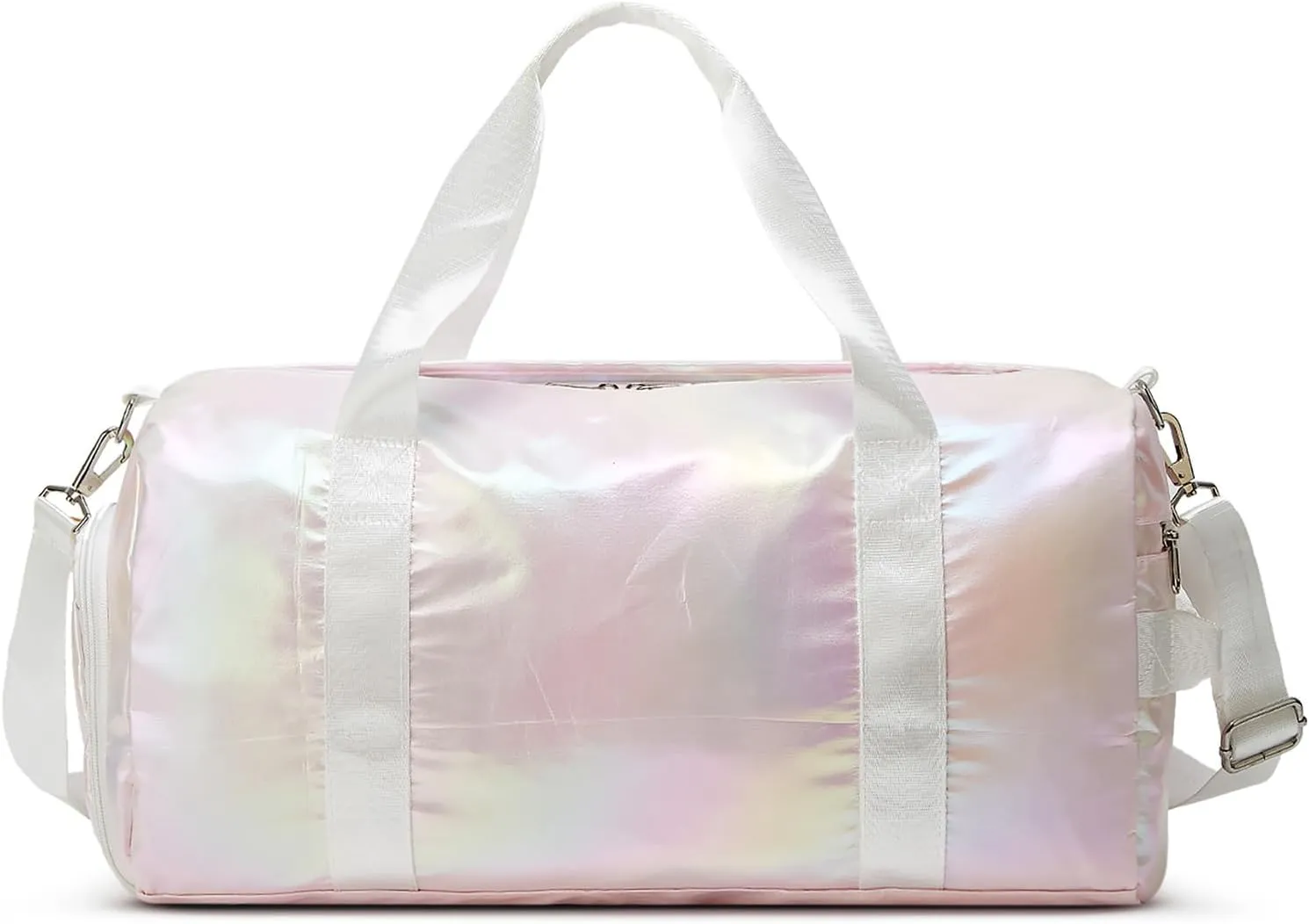Sports Gym Dance Bag for Women Girls, Shimmery Waterproof Duffle Travel Bag With Shoes Compartment and Wet Dry Pocket (Pink)