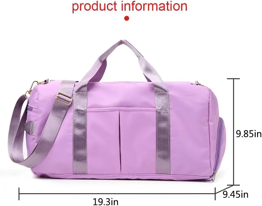 Sports Multi-Functional Gym Bag With Shoe Bag Wet Bag, Waterproof Travel Duffle For Women - Cute Gym Bag Taro, 29L