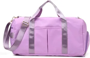Sports Multi-Functional Gym Bag With Shoe Bag Wet Bag, Waterproof Travel Duffle For Women - Cute Gym Bag Taro, 29L