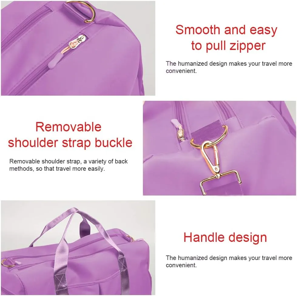 Sports Multi-Functional Gym Bag With Shoe Bag Wet Bag, Waterproof Travel Duffle For Women - Cute Gym Bag Taro, 29L