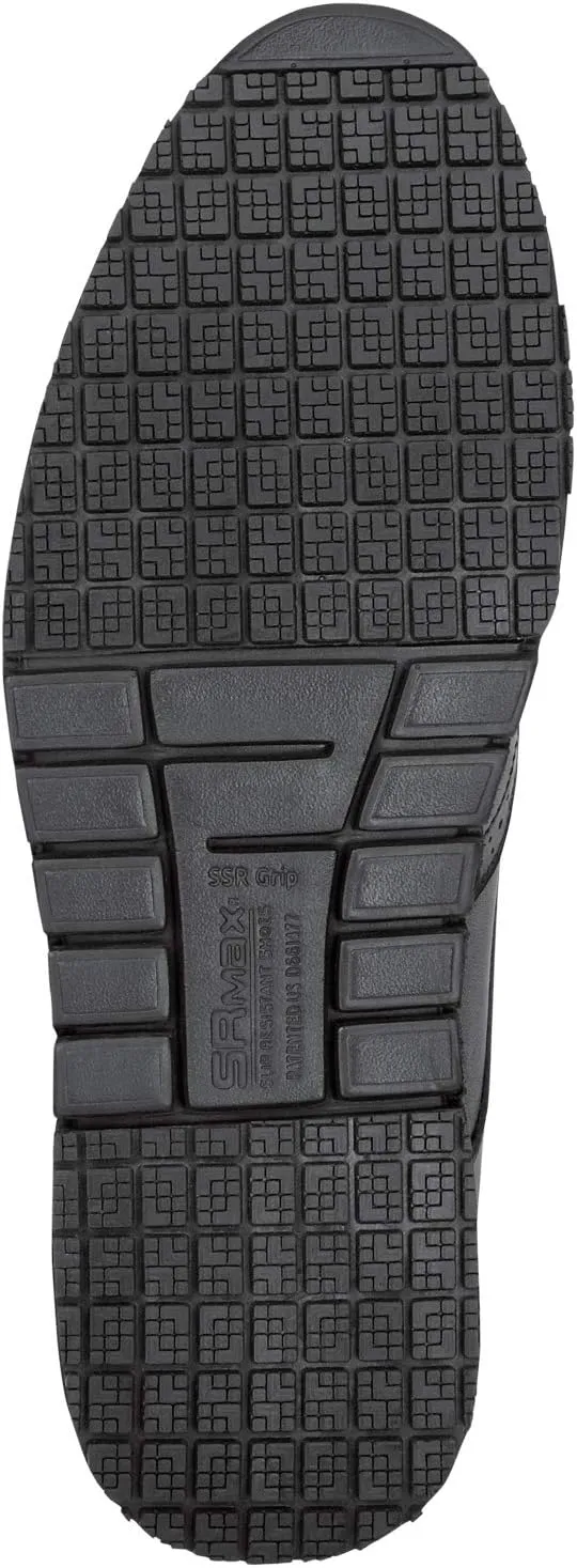 SR Max Durham, Men's, Black, Wingtip Dress Style Soft Toe Slip Resistant Work Shoe
