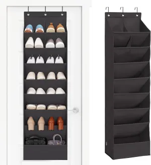 STORAGE MANIAC Over the Door Shoe Organizer Heavy-Duty Large Deep Pocket Hanging Shoe Organizer Shoe Rack Door Closet Shoe Organizer for Wall, Dorm & Narrow Door Storage Shoe Holder Black, 1 Pack