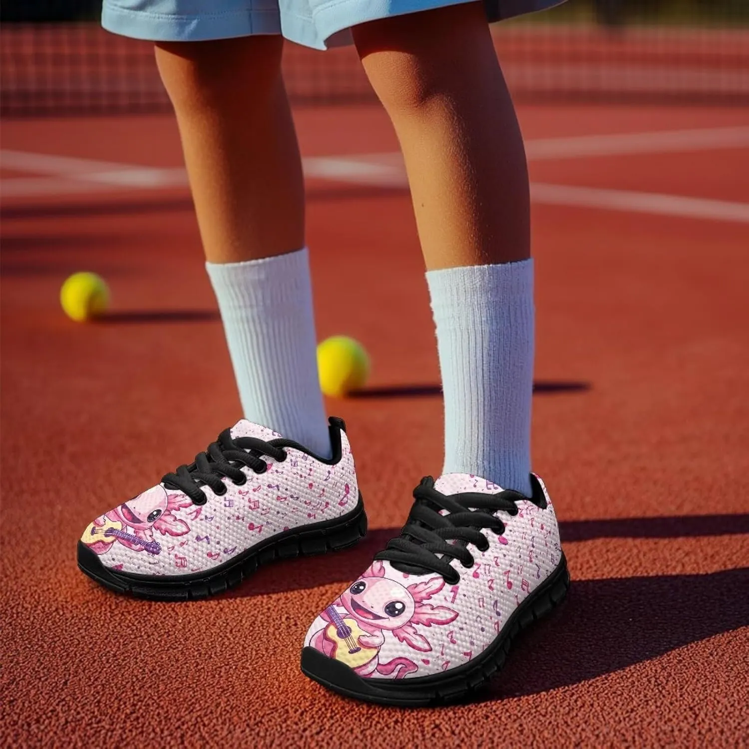 Stylish Breathable Tennis Sneakers Indoor Anti-Skid Shoes for Boys Girls Lightweight Cozy Rubber Sole Anti-Skid Shoes for Travel US Little Kid 11-13 Big Kid 1-5 Black Sole